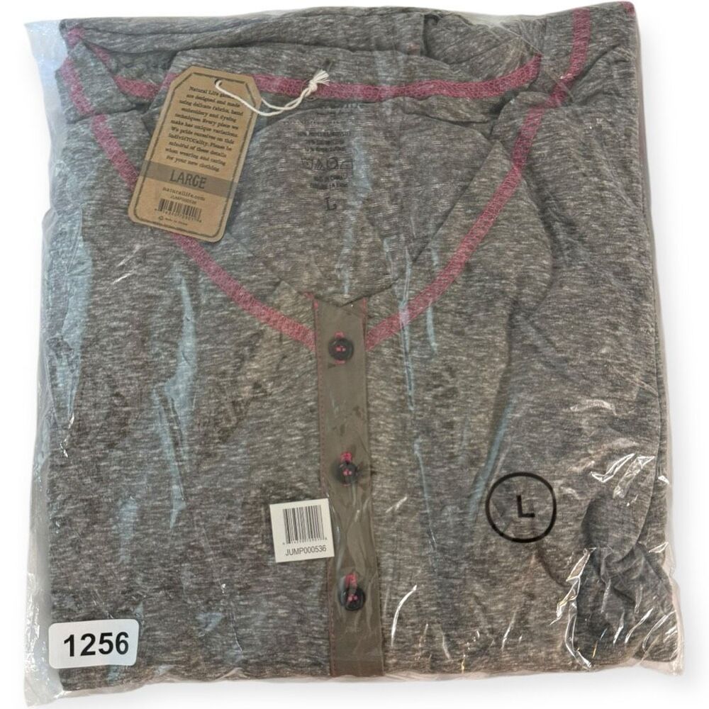 NATURAL LIFE Gray Jumpsuit Romper with Pink Trim - Picture 6 of 7